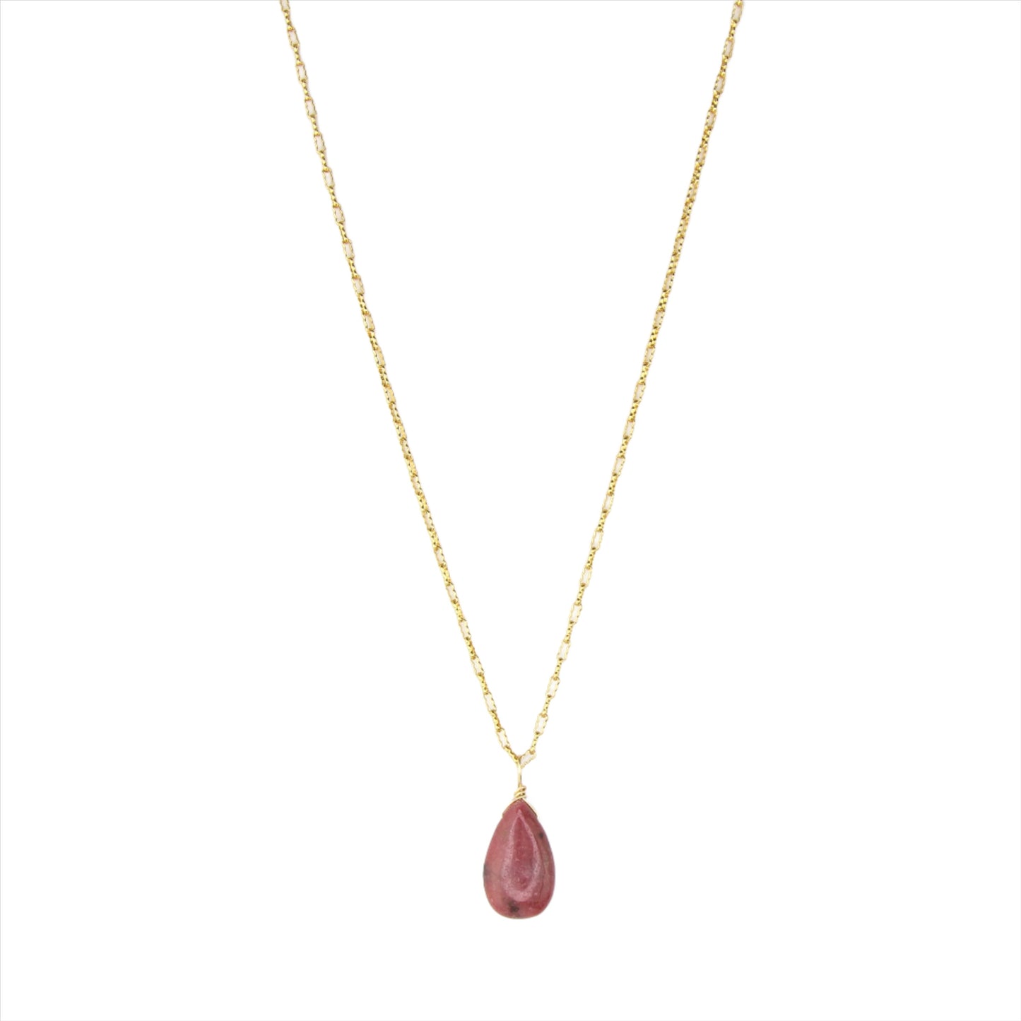 Rhodonite & Gold Chain Necklace