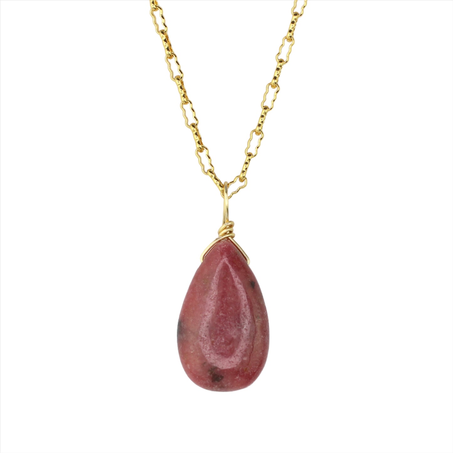 Rhodonite & Gold Chain Necklace