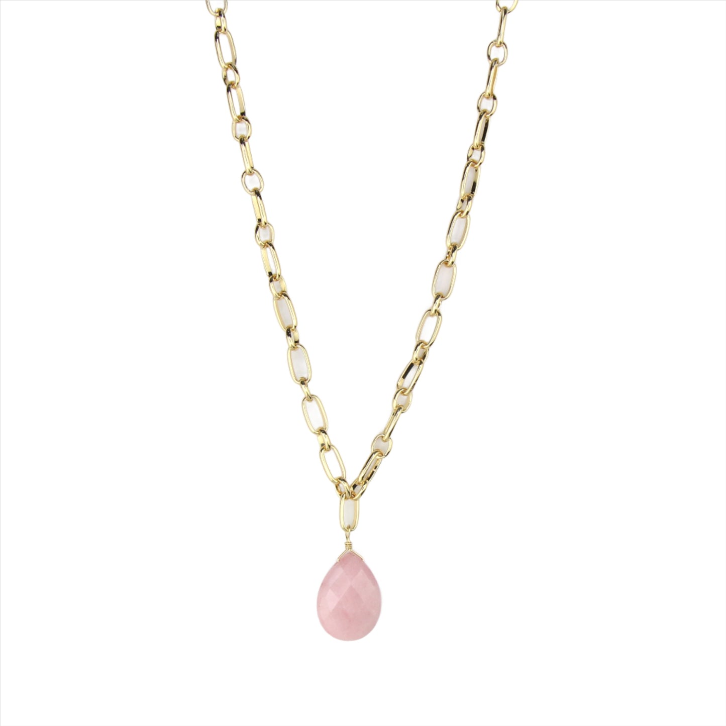 Rose Quartz & Gold Chain Necklace