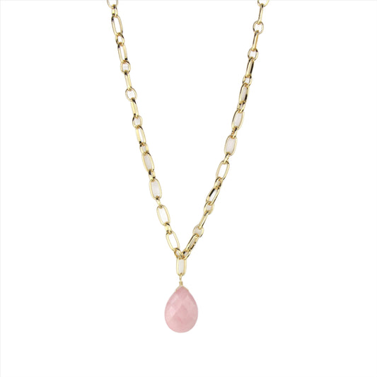 Rose Quartz & Gold Chain Necklace