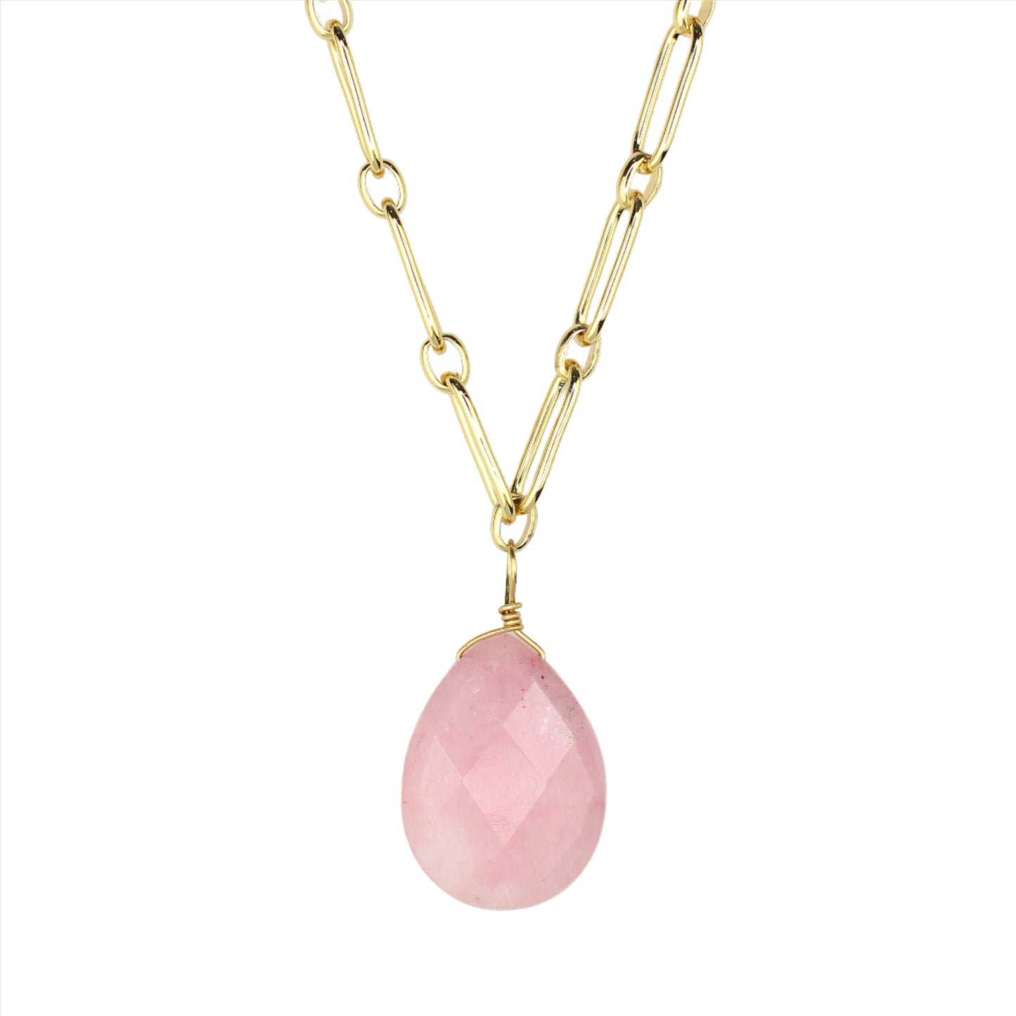 Rose Quartz & Gold Chain Necklace