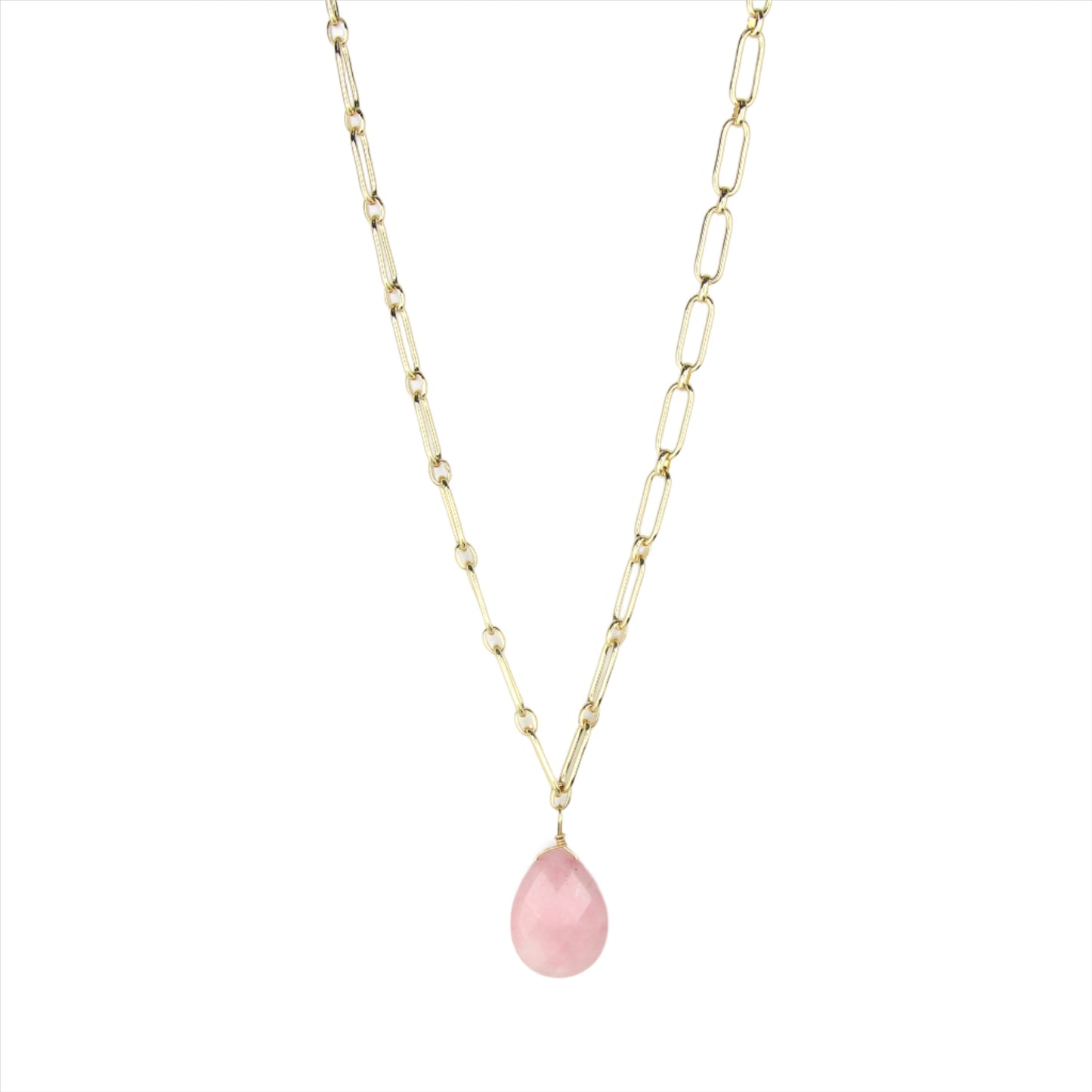 Rose Quartz & Gold Chain Necklace