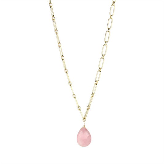 Rose Quartz & Gold Chain Necklace