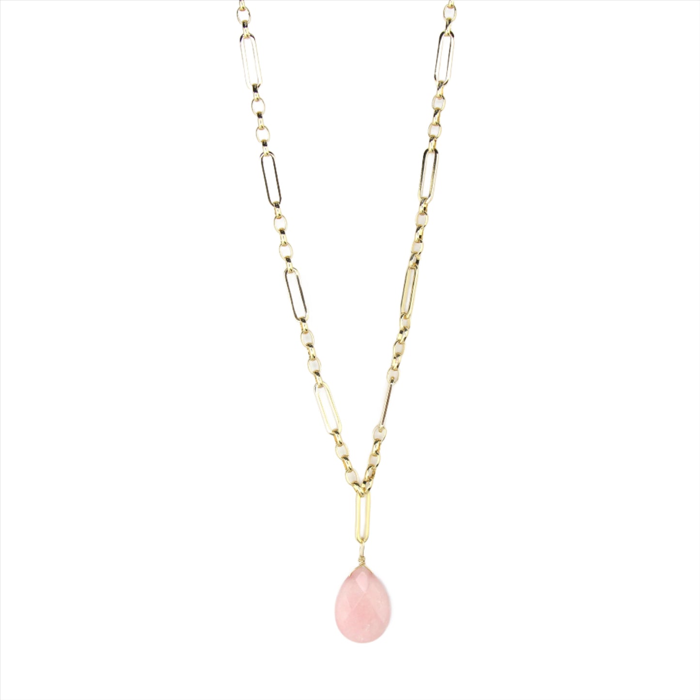 Rose Quartz & Gold Chain Necklace