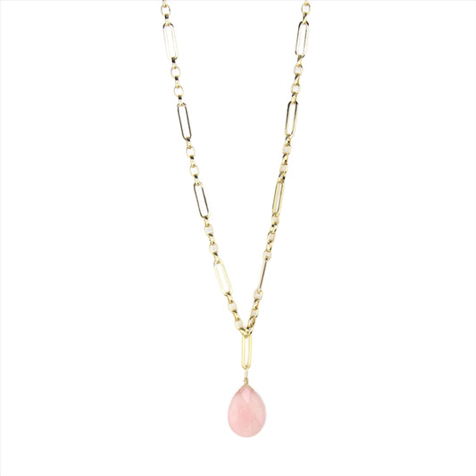 Rose Quartz & Gold Chain Necklace