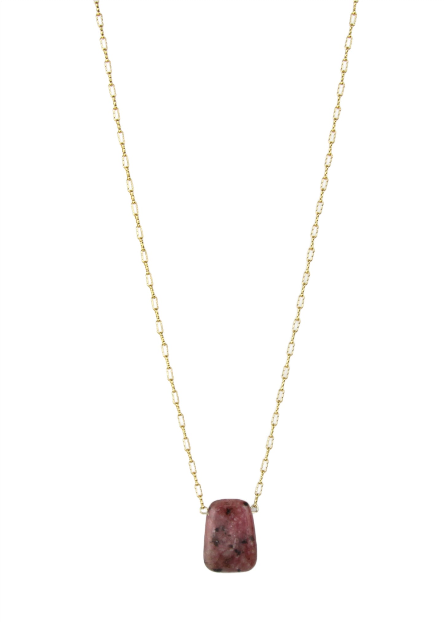 Ruby Kiwi Jasper & Gold Chain Necklace