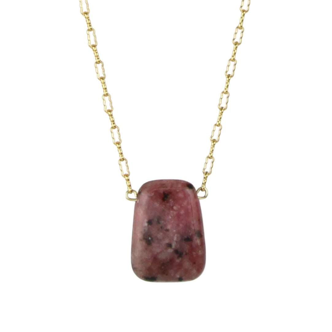 Ruby Kiwi Jasper & Gold Chain Necklace