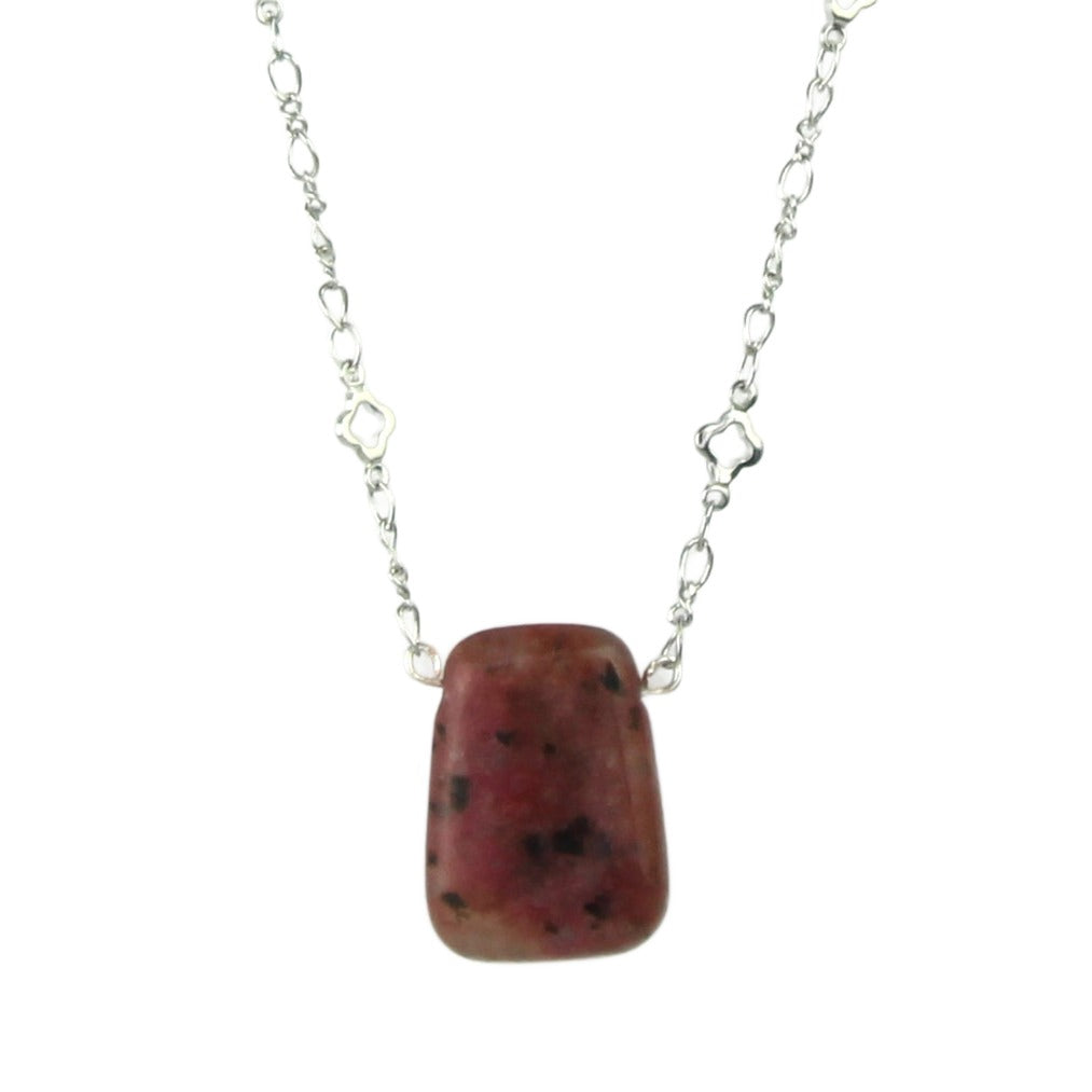 Ruby Kiwi Jasper & White Gold Chain Necklace