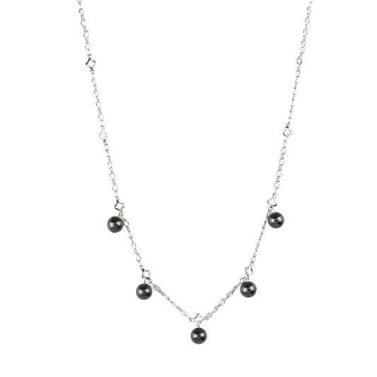 Hematite & White Gold Chain Necklace