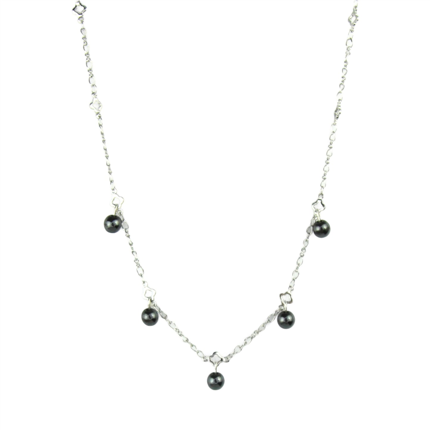 Hematite & White Gold Chain Necklace