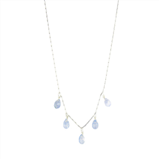 Dumortierite Quartz & White Gold Chain Necklace