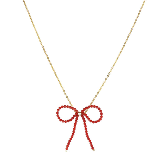 Coral Bow Necklace