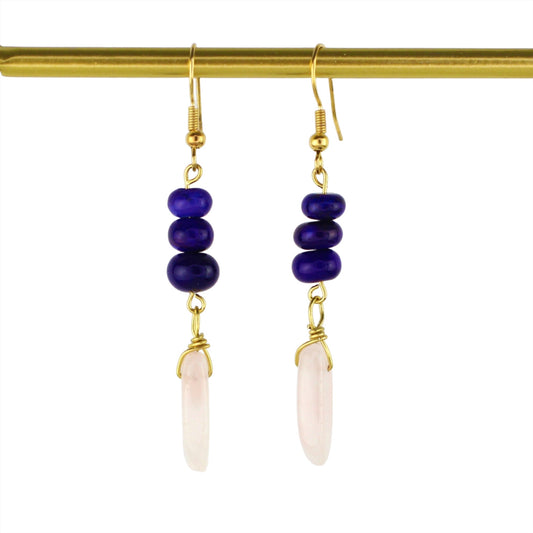 Purple Opal & Rose Quartz Earrings