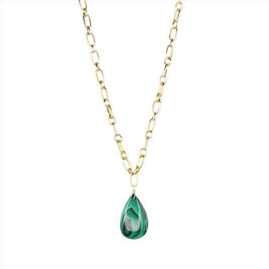 Malachite Pendant on Gold Chain