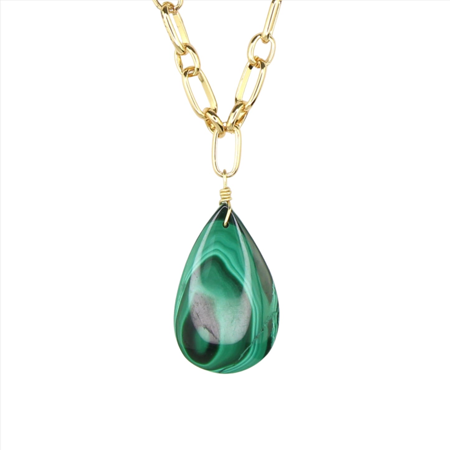 Malachite Pendant on Gold Chain