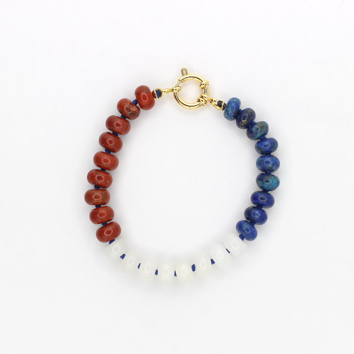 Lapis Lazuli, White Jade, and Red Jasper Bracelet