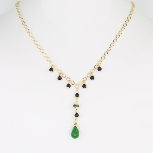 Jade, Onyx, & Serpentinite Necklace