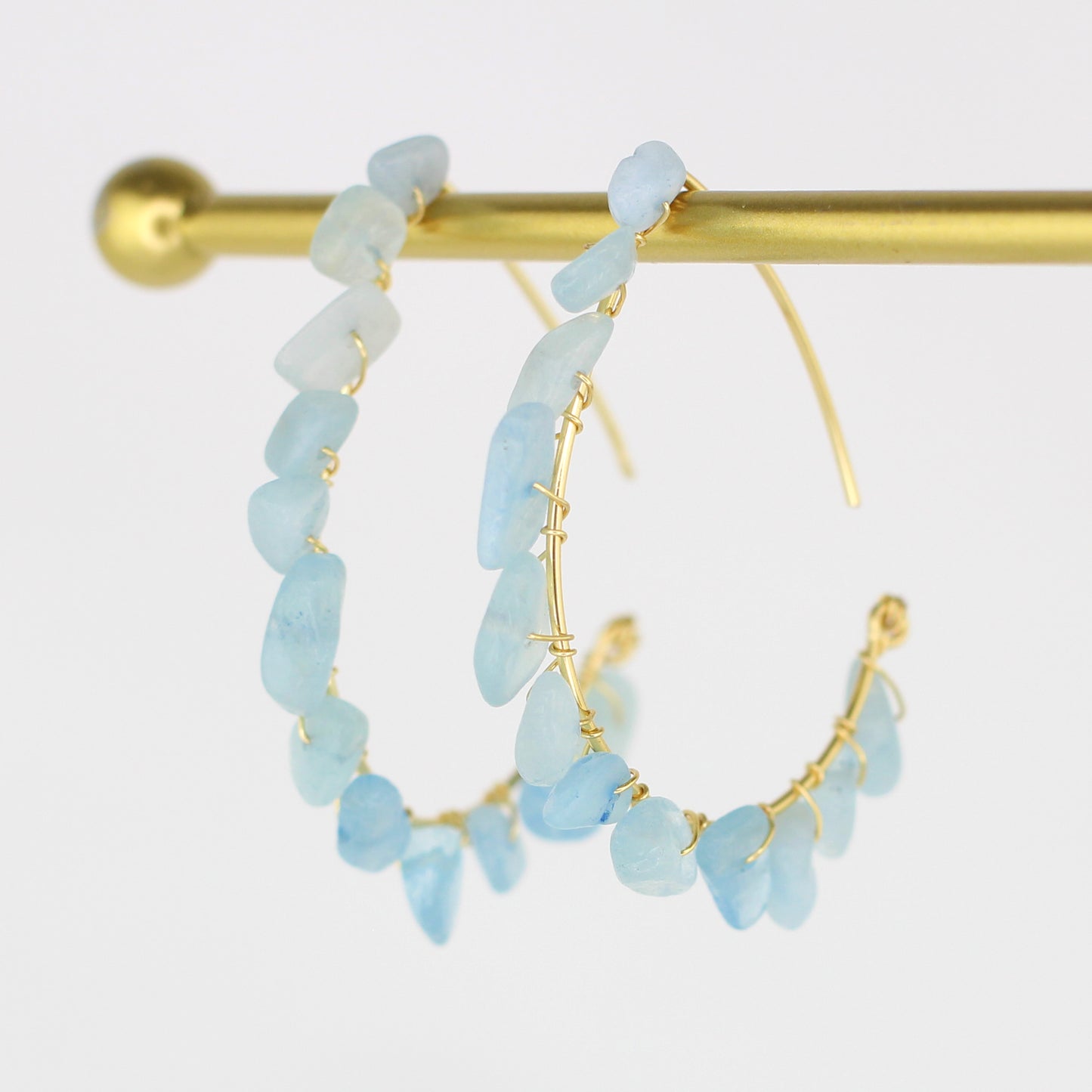 Aquamarine Half Hoop Earrings