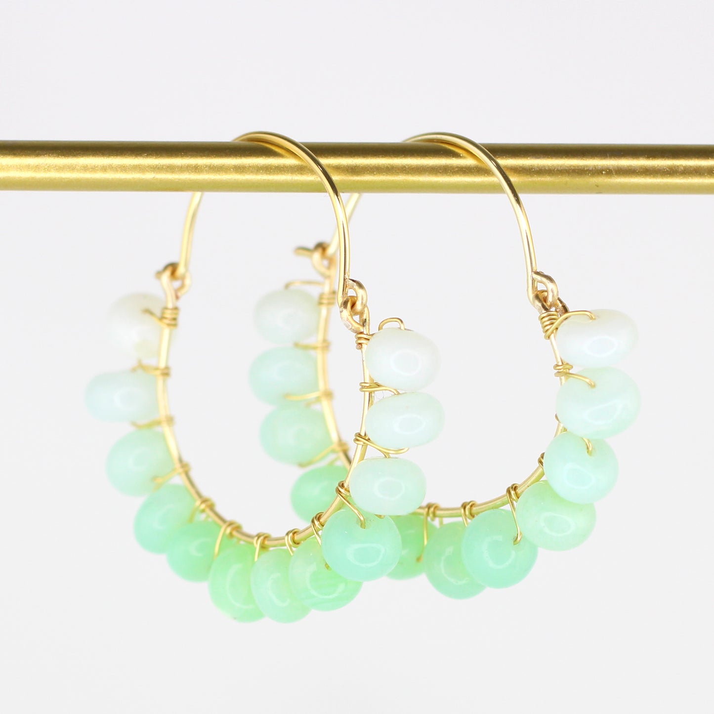 Green Opal Half Circle Earrings