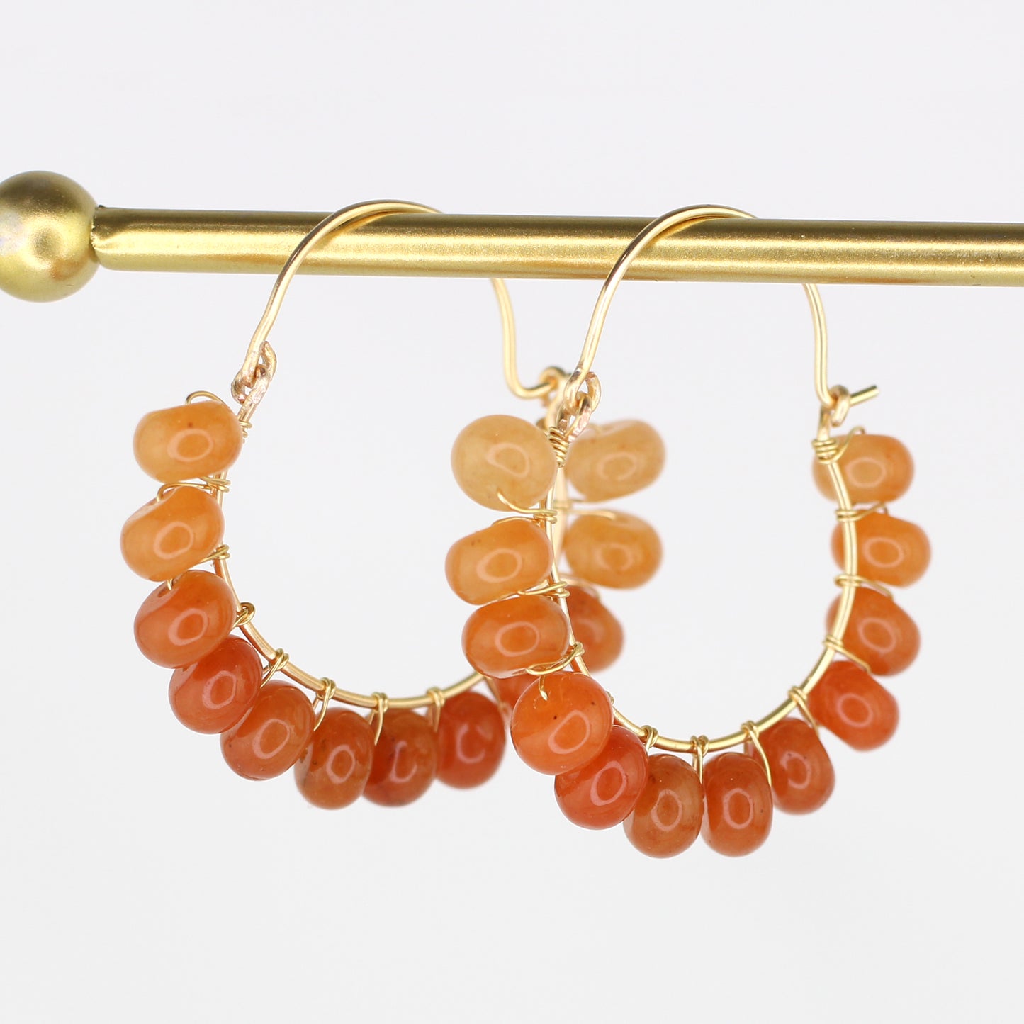 Red Aventurine Half Circle Earrings