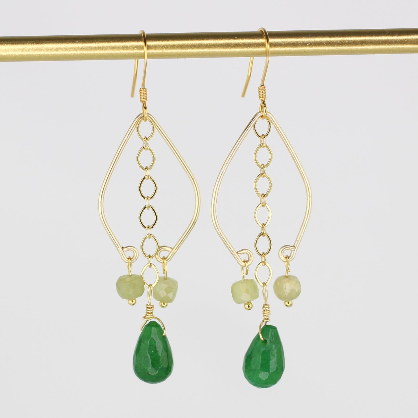 Jade & Morganite Dangle Earrings