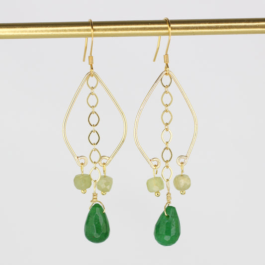 Jade & Morganite Dangle Earrings