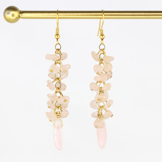 Rose Quartz Cluster Earrings