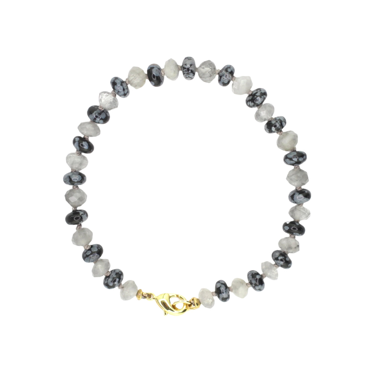 Snowflake Obsidian & Cloudy Quartz Bracelet