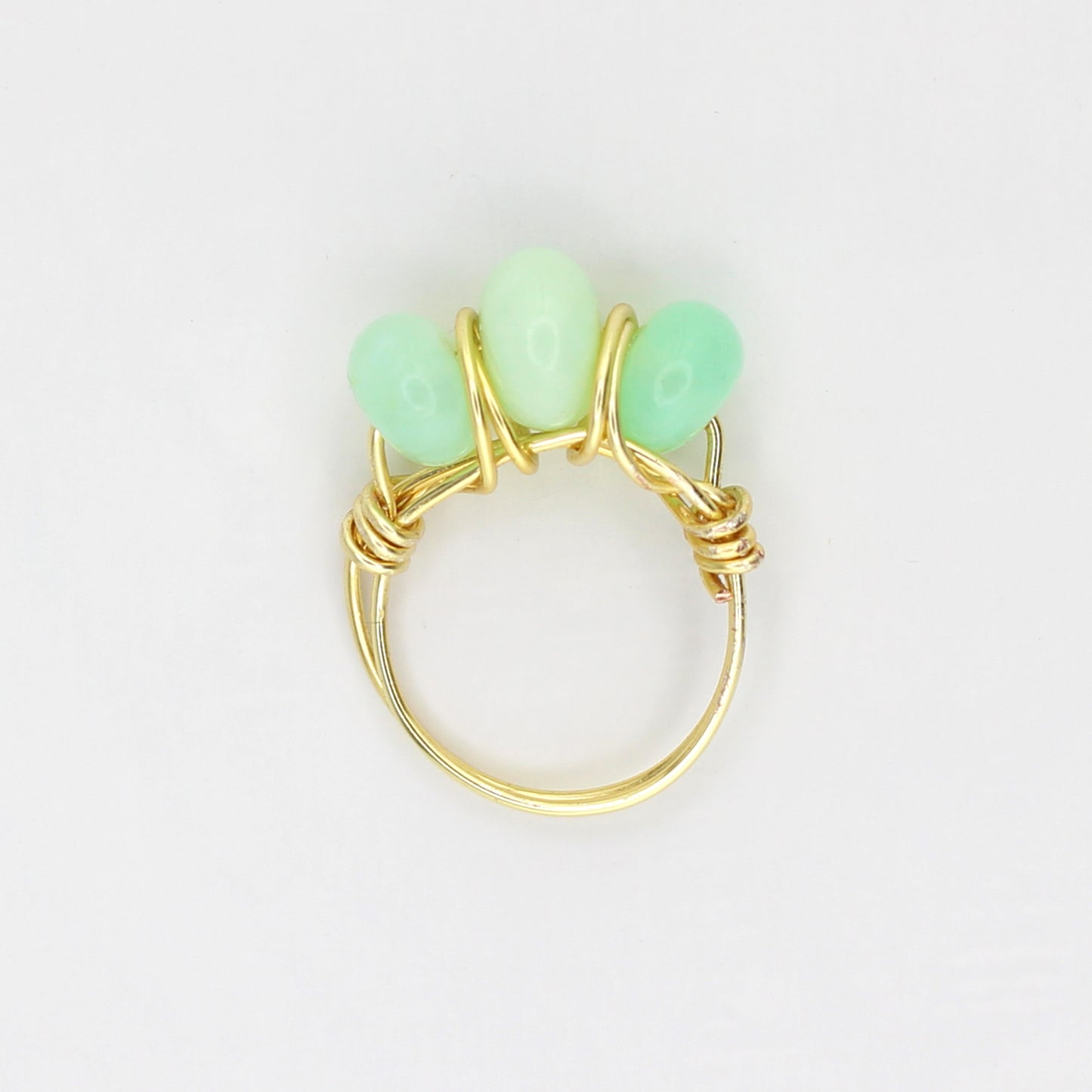 Green Opal Triple Stone Ring