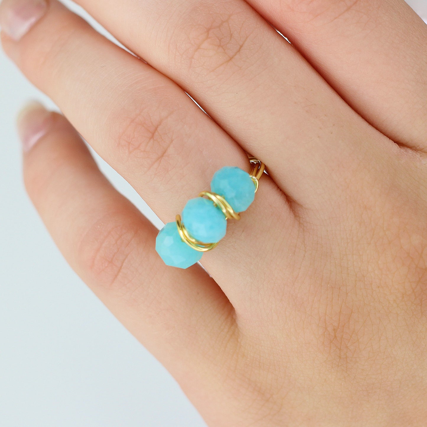 Amazonite Triple Stone Ring