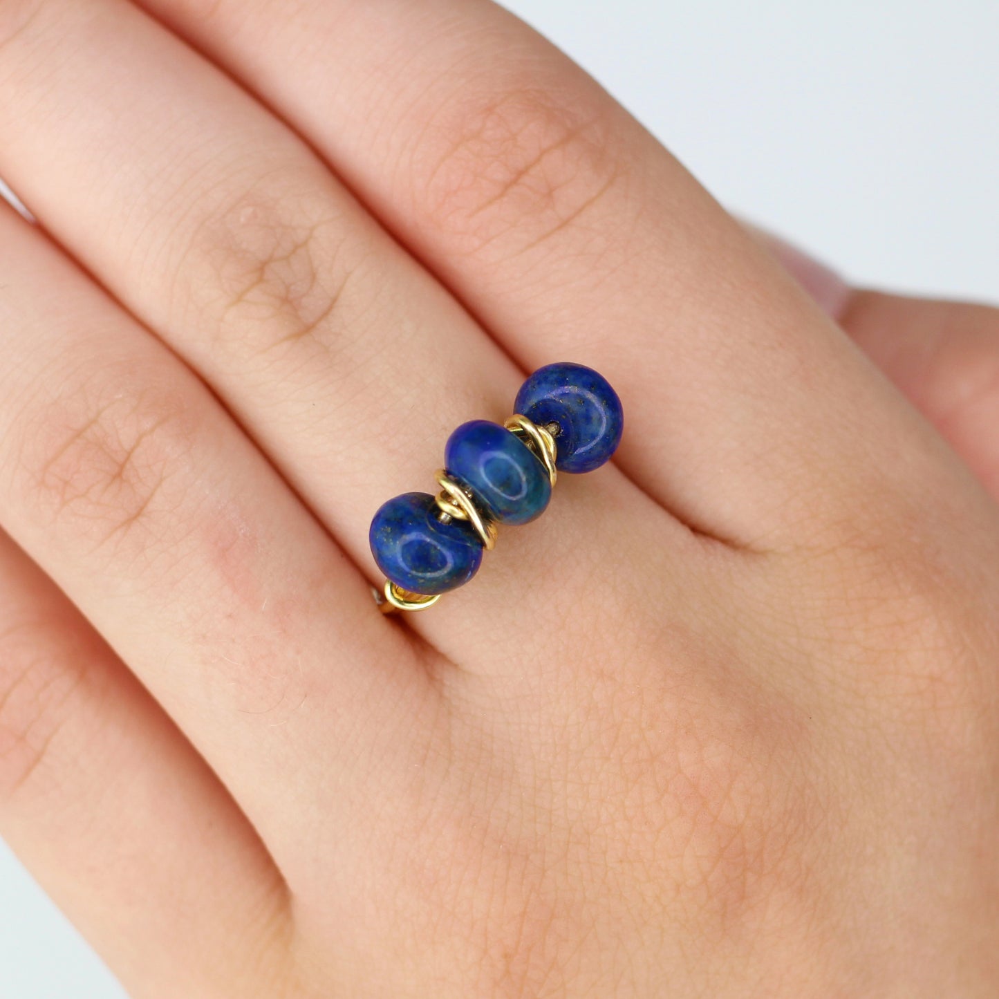 Lapis Lazuli Triple Stone Ring