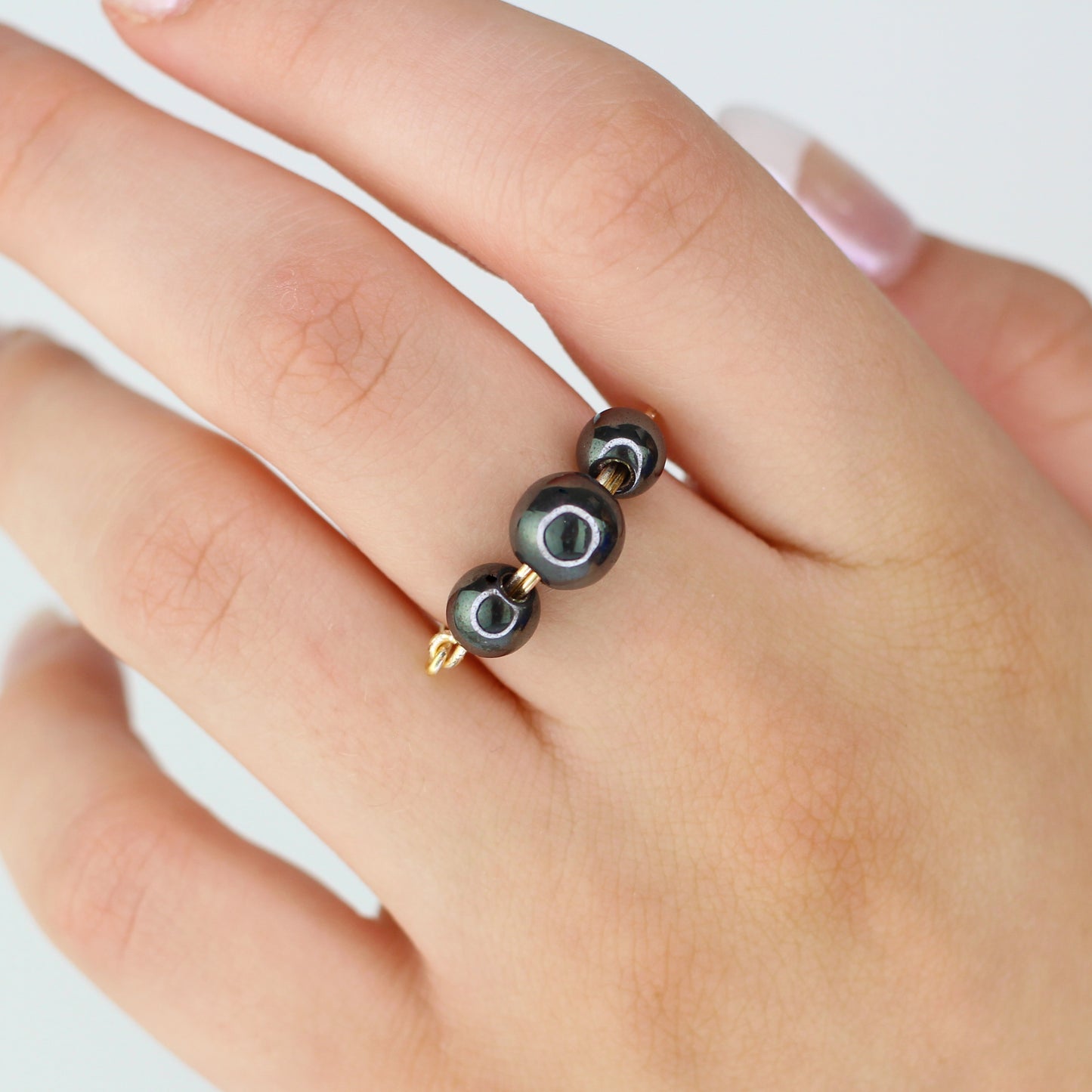 Hematite Triple Stone Ring