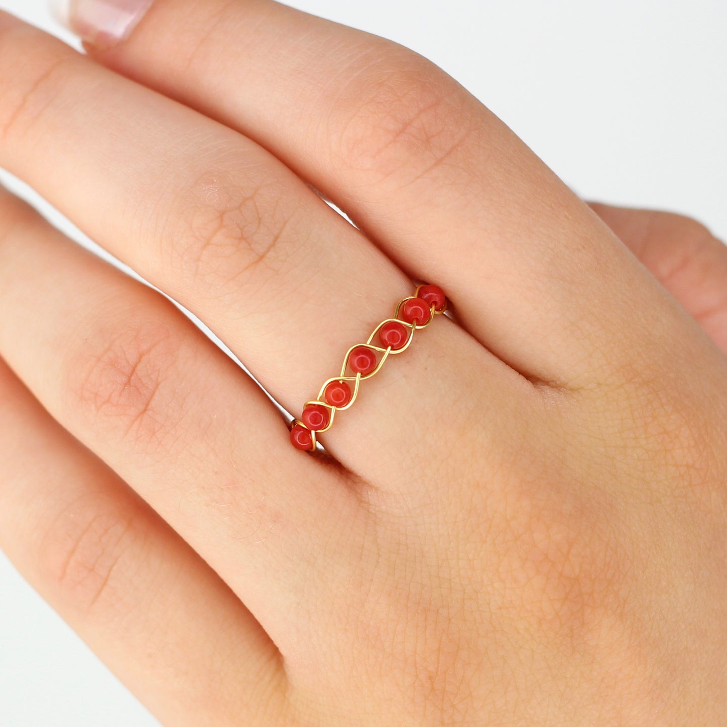 Coral Multi Stone Ring