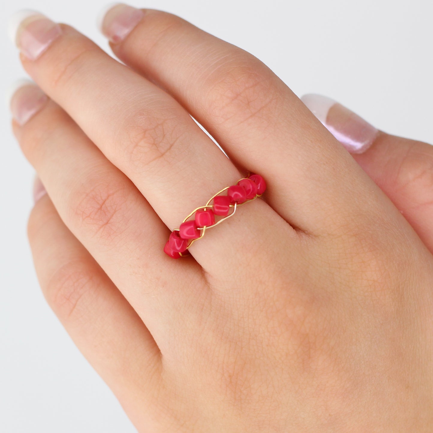 Bamboo Coral Multi Stone Ring