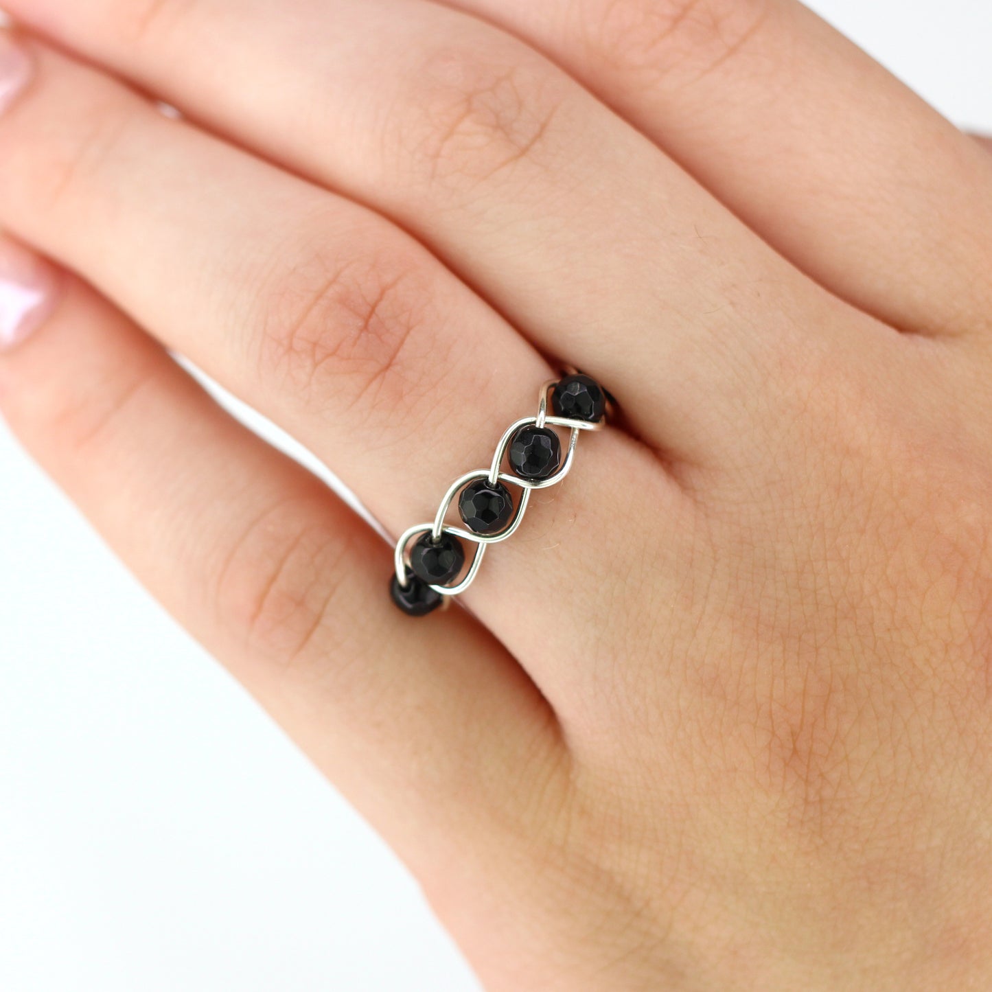 Black Onyx Multi Stone Ring - Silver