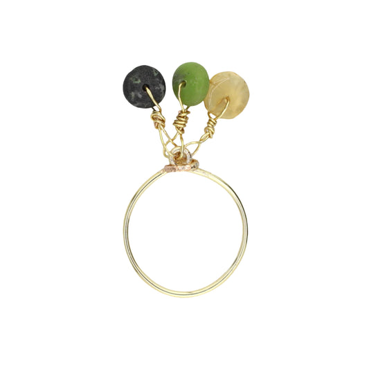 Serpentinite and Citrine Charm Ring