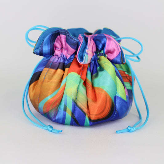 Travel Jewelry Pouch - Multi color swirl blue