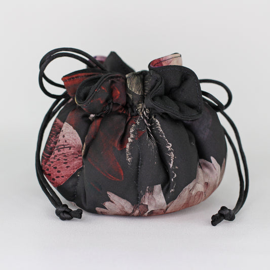 Travel Jewelry Pouch - Black Floral