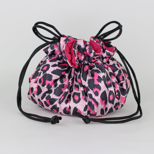 Travel Jewelry Pouch - Cheetah print pink