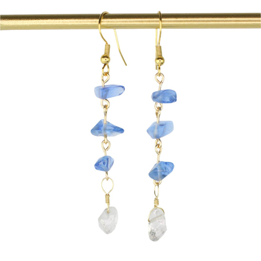 Aquamarine & Clear Quartz Earrings