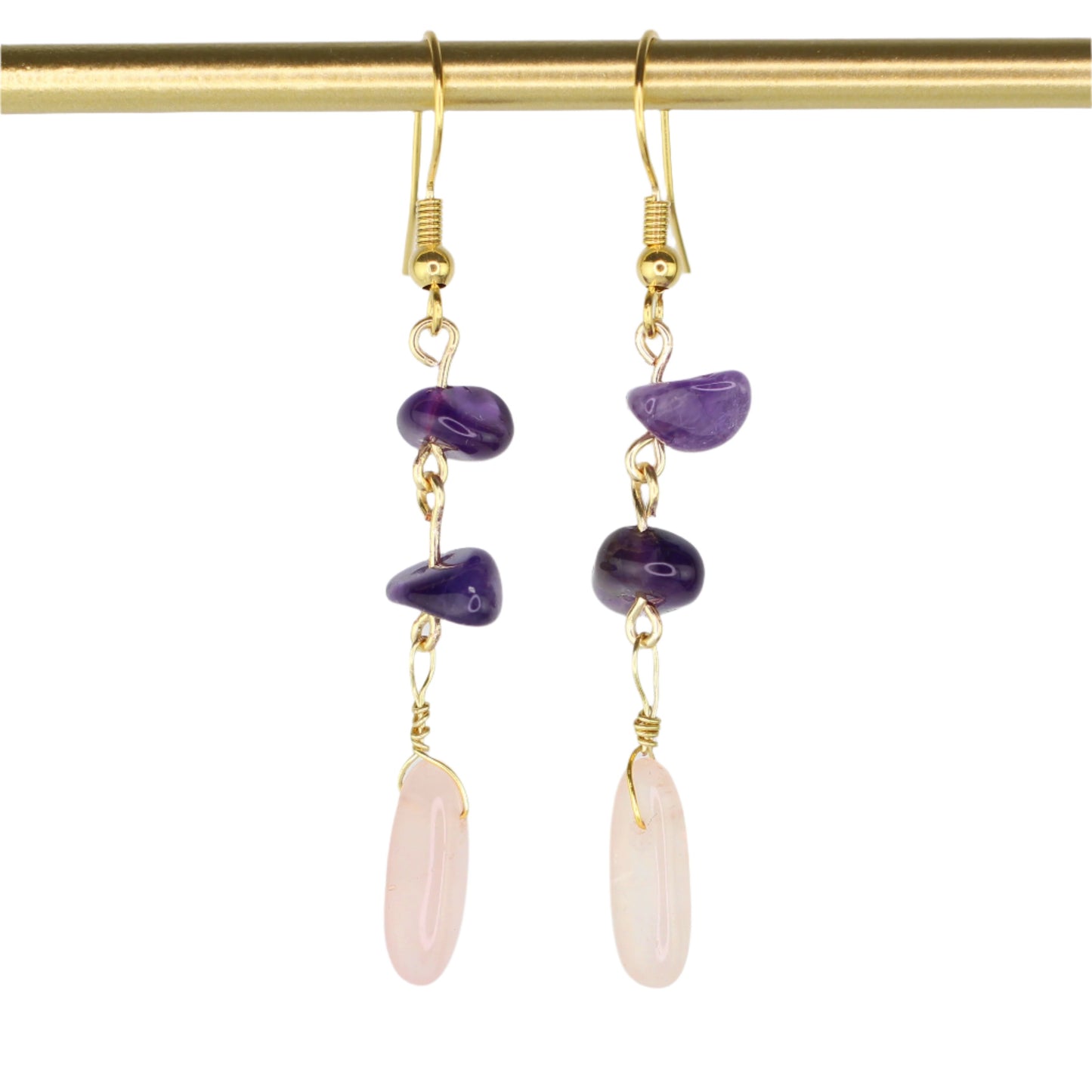 Amethyst & Rose Quartz Earrings