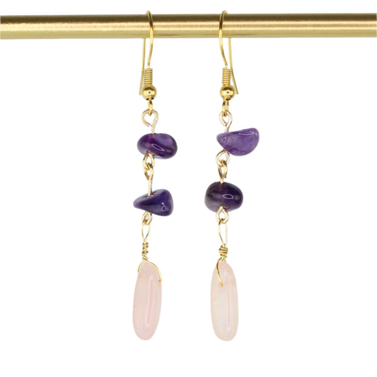 Amethyst & Rose Quartz Earrings