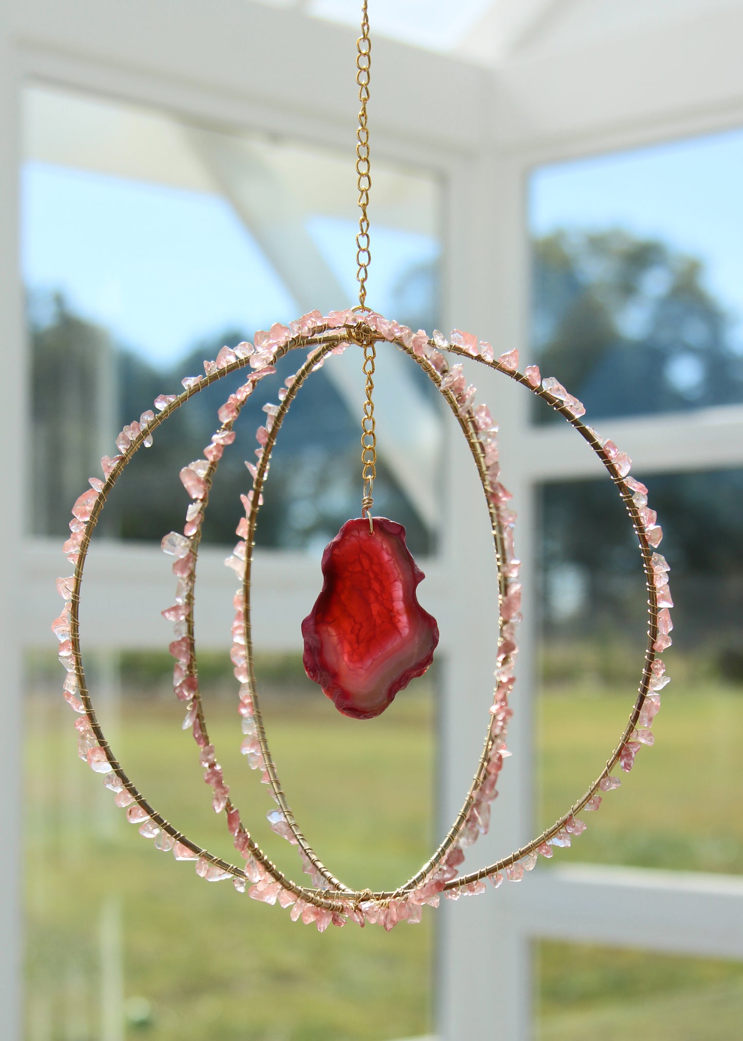 Rose Quartz & Agate Suncatcher Globe