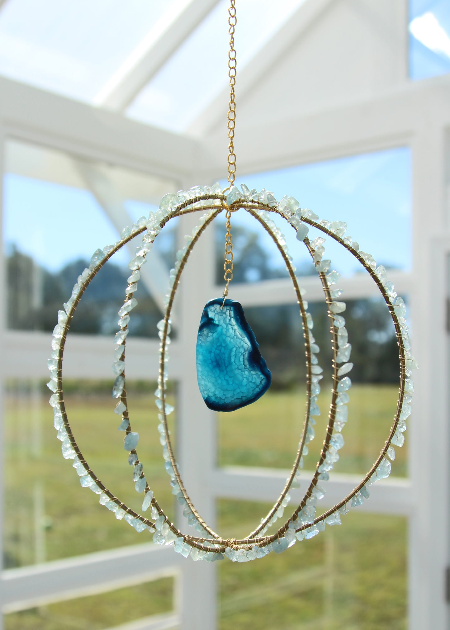 Aquamarine & Agate Suncatcher Globe