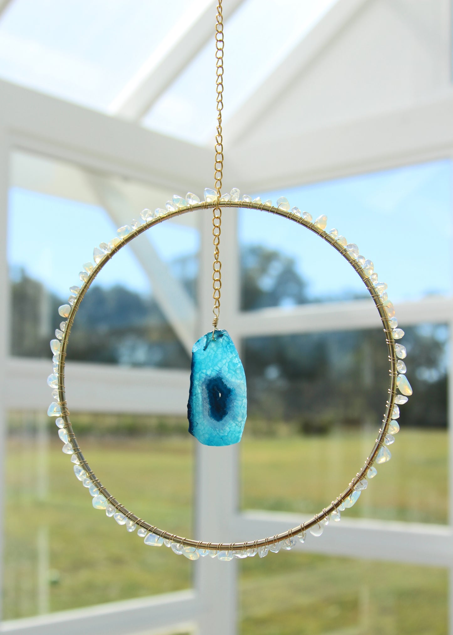 Opal & Agate Suncatcher - Gold