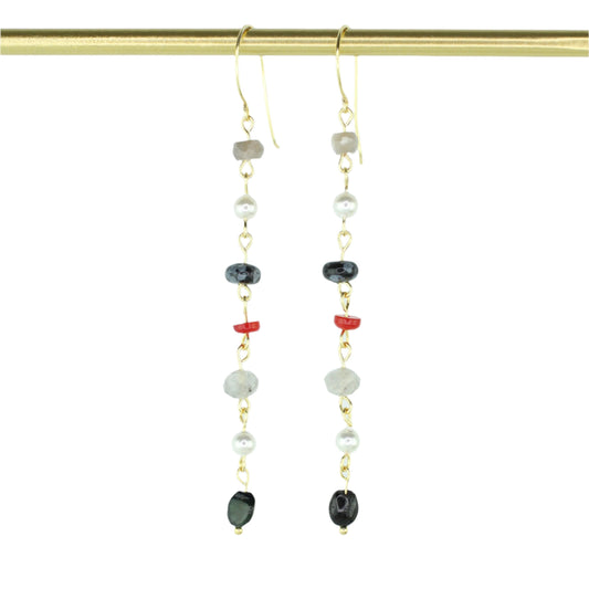 Multi Gemstone Drop Earrings