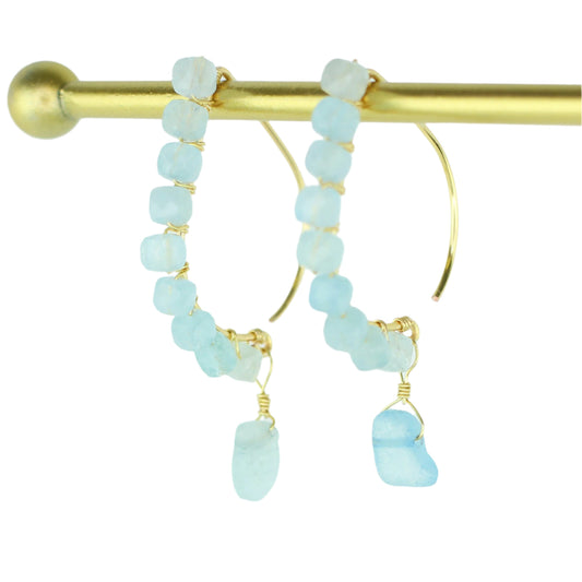 Morganite & Aquamarine Hoop Earrings