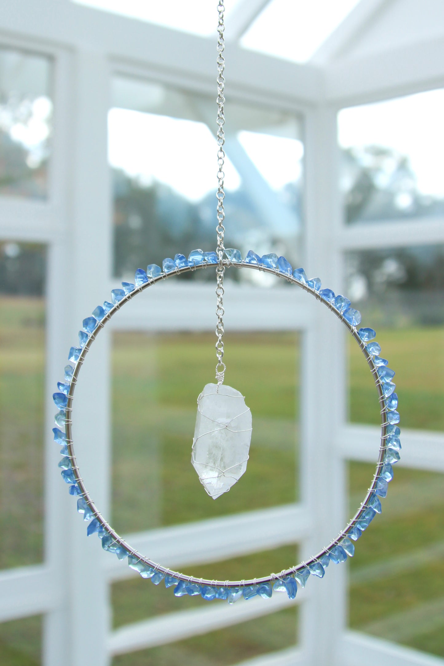 Blue Quartz & Clear Quartz Suncatcher