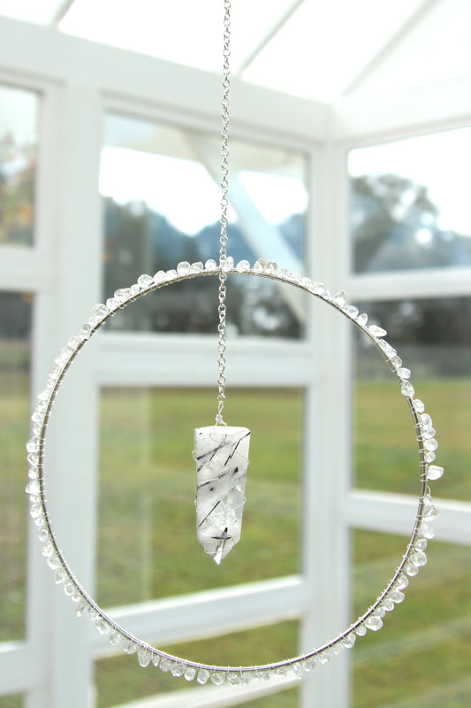 Clear Quartz Suncatcher - Silver