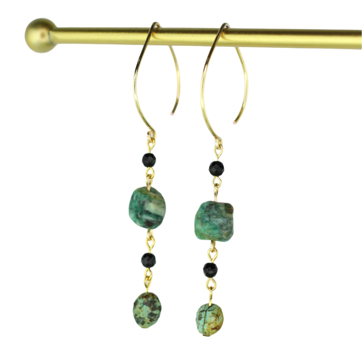 African Turquoise & Onyx Earrings